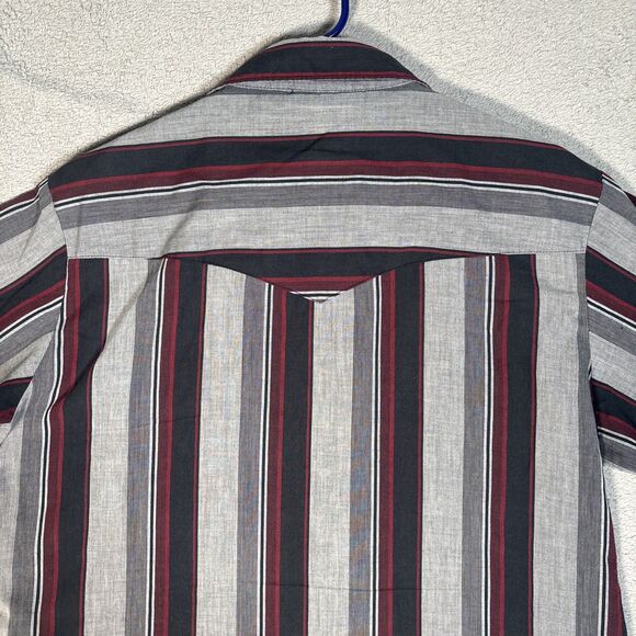 Vintage Rustler Western Shirt Men’s L Pearl Snap Gray Black X Long Tails Yoke - Picture 11 of 13